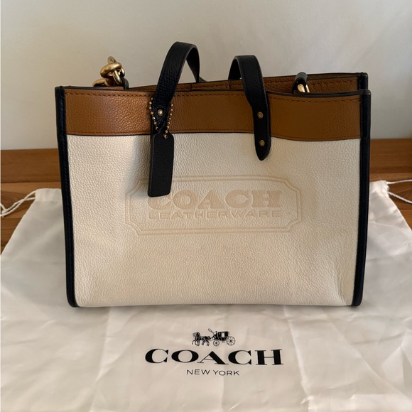 Coach White and Brown Leather Tote - Picture 1 of 6